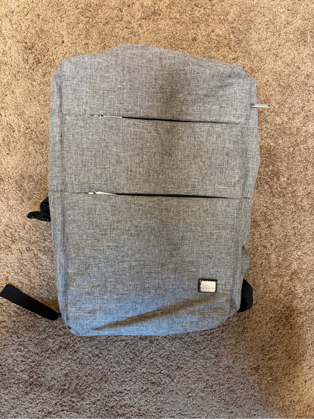Men's Grey Slim Laptop Backpack with Front Zip Pockets